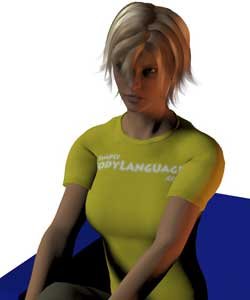 Sitting relaxed with arms behind the head